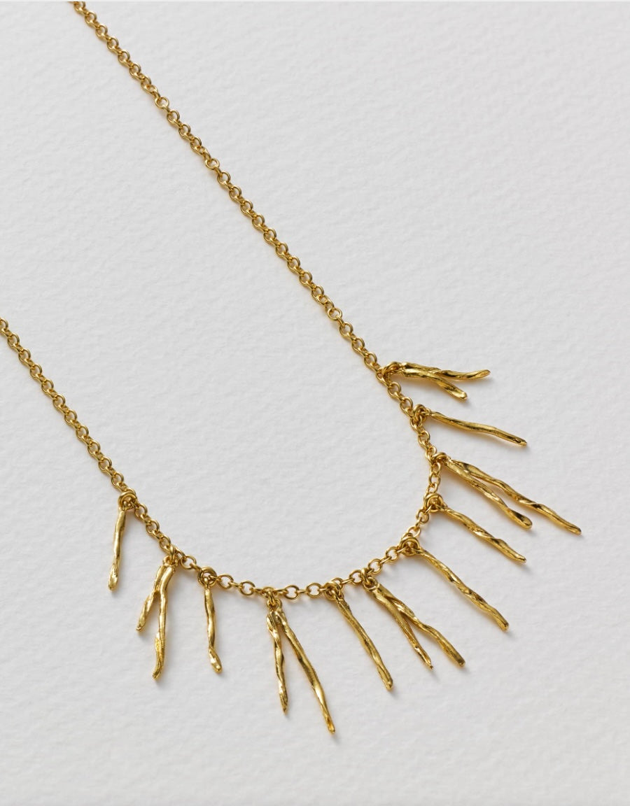 Alex Monroe Scattered Pine Needle Necklace Gold Plate