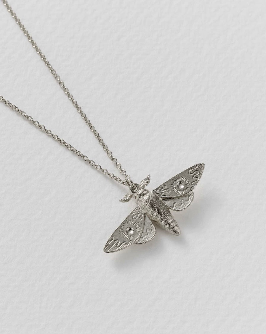 Alex Monroe Moth Necklace Silver Plate